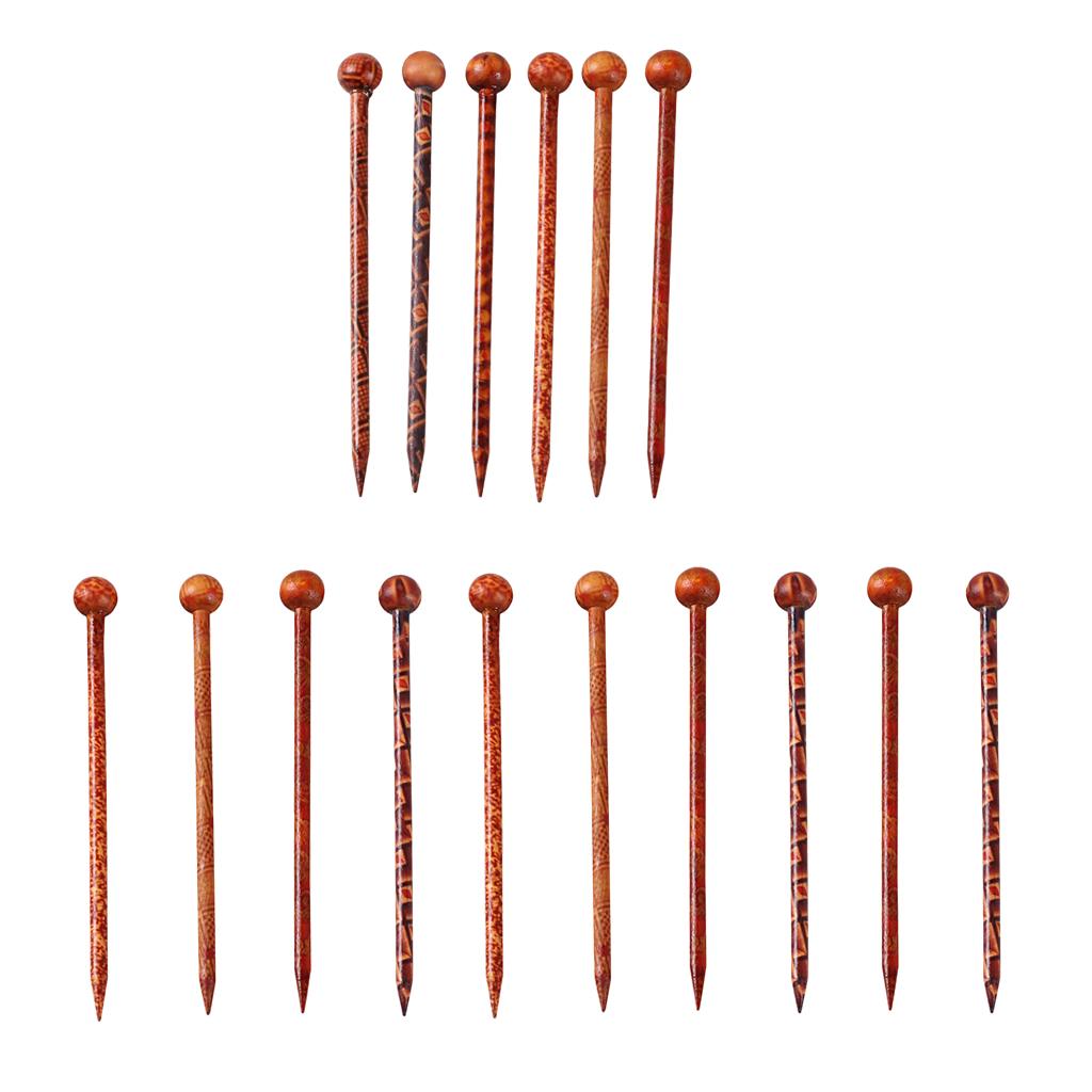 16 Pieces Retro Wooden Hairpin Woman Hair Stick Headdress Jewelry Craft 13cm