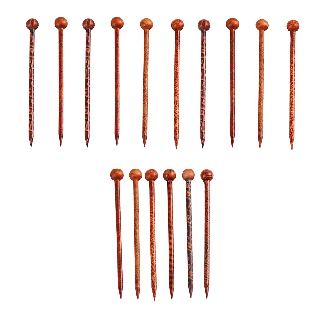16 Pieces Retro Wooden Hairpin Woman Hair Stick Headdress Jewelry Craft 13cm