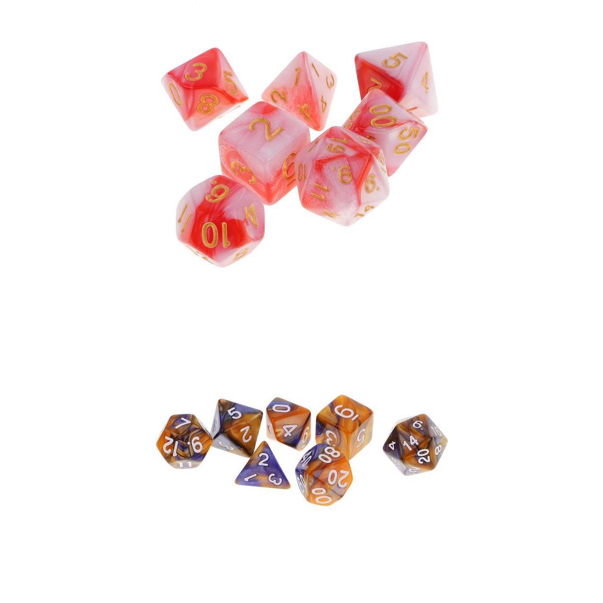 14 Pieces Polyhedral Dice for Dungeons and Dragons RPG Board Game Gift