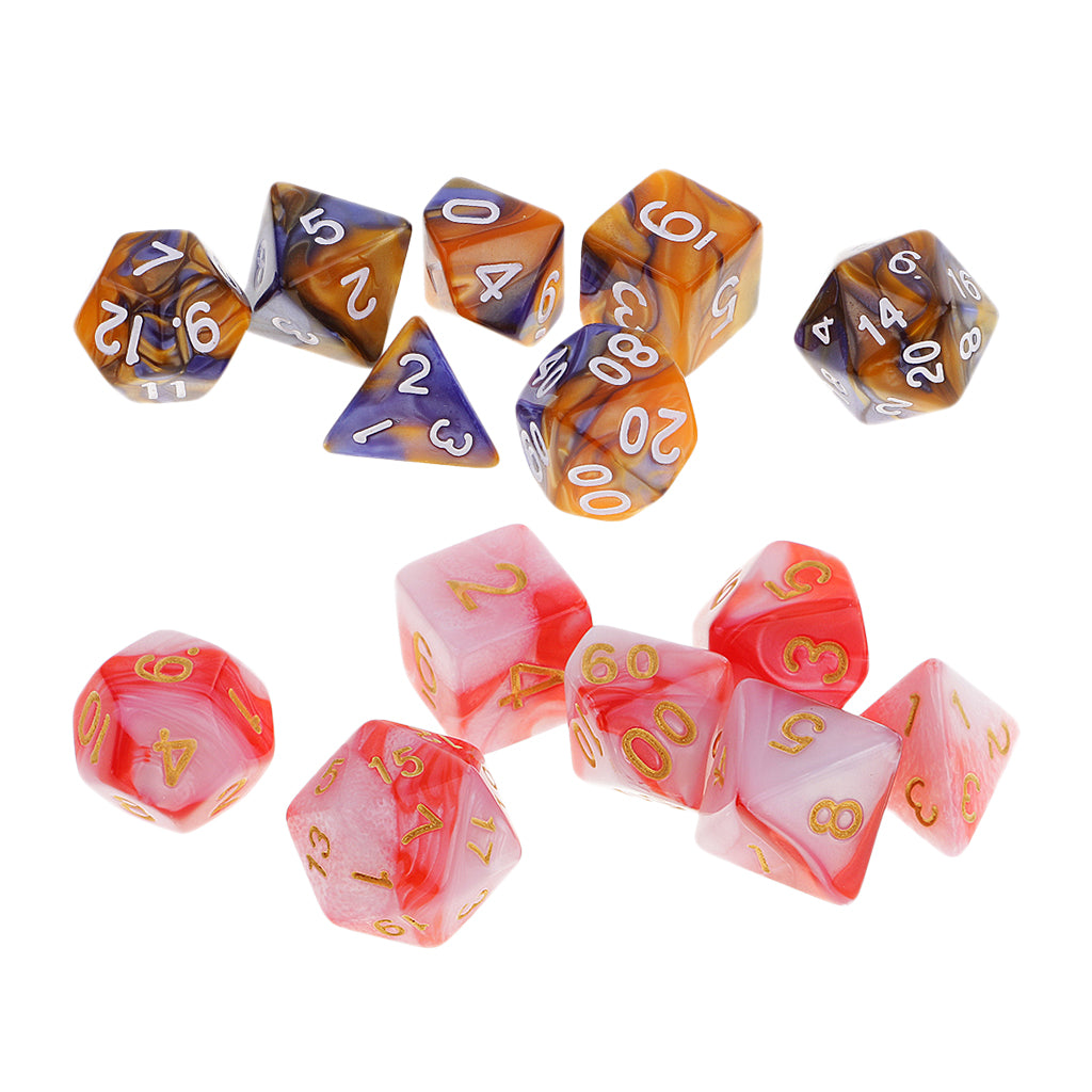 14 Pieces Polyhedral Dice for Dungeons and Dragons RPG Board Game Gift