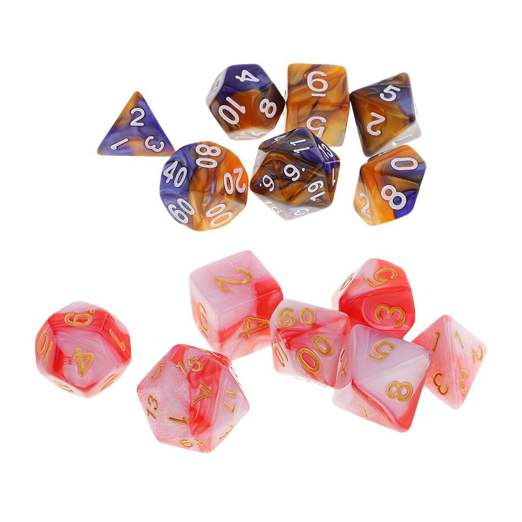 14 Pieces Polyhedral Dice for Dungeons and Dragons RPG Board Game Gift