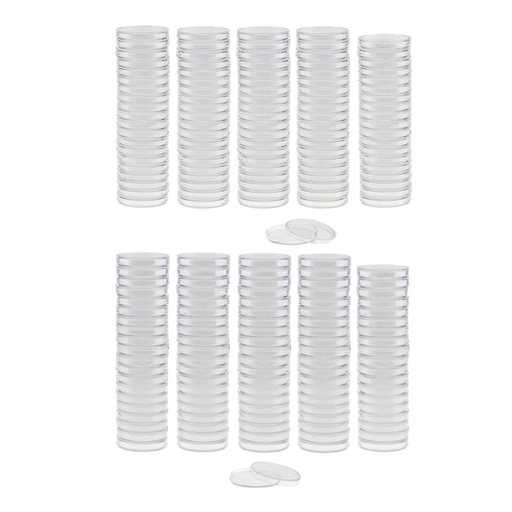 200pcs Round Plastic Coin Capsules Container Storage Holder Case 30/38mm