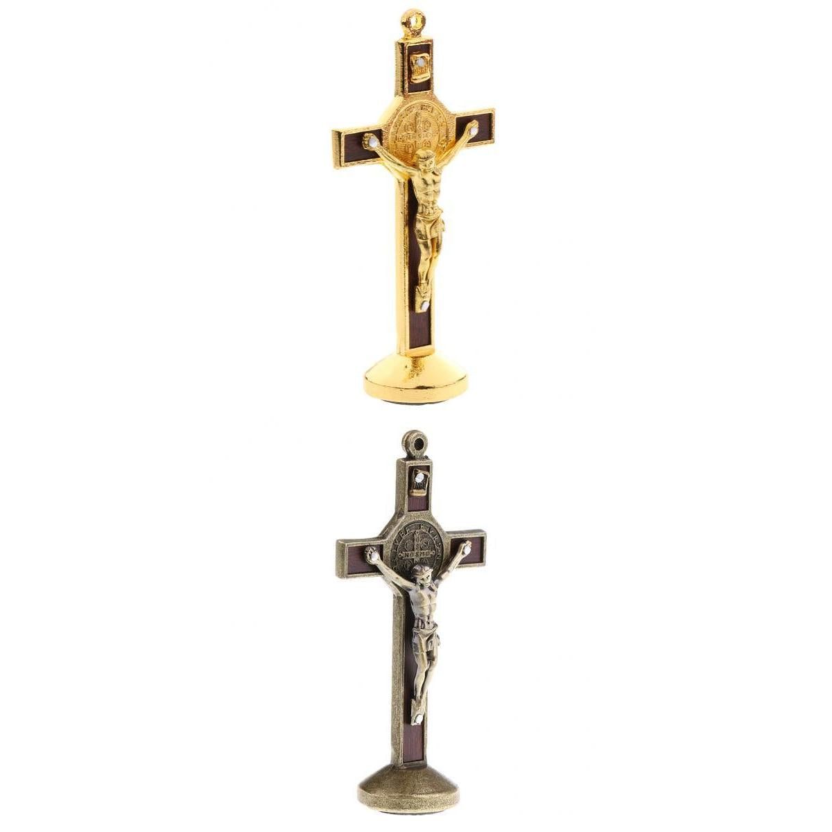 2pcs Crucifix Jesus Christ Cross Statue Figurine Car Home Chapel Decoration