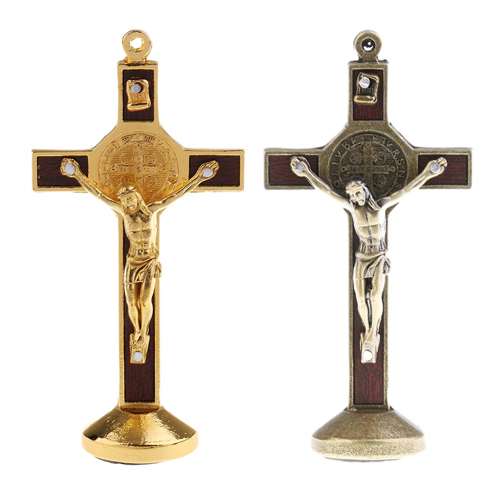 2pcs Crucifix Jesus Christ Cross Statue Figurine Car Home Chapel Decoration