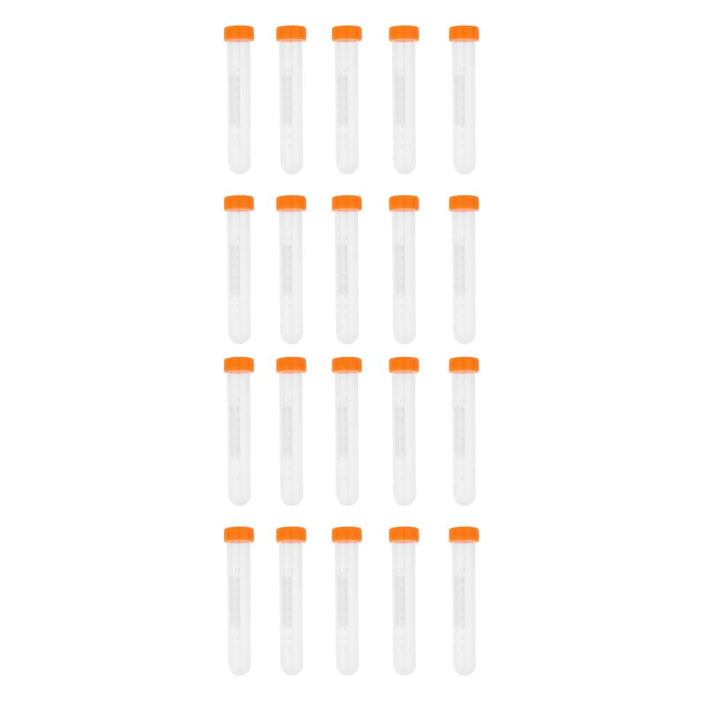 20Pcs Plastic Graduated Cylinder Centrifuge Tube Laboratory Test w/ Lid 10ml