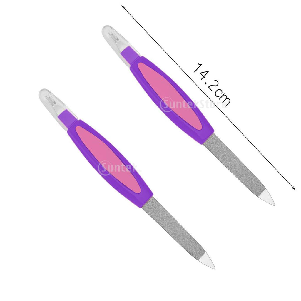 2x Dual Head Nail Buffer Cuticle Pusher For Polishing Nails Salon Manicure