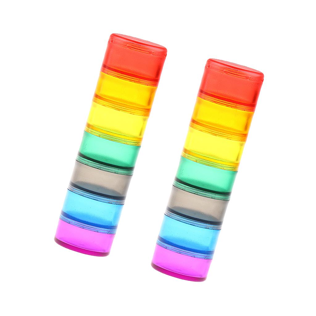 2 Pcs 7 Day Weekly Medicine Tablet Pill Box Organizer Stackable Container