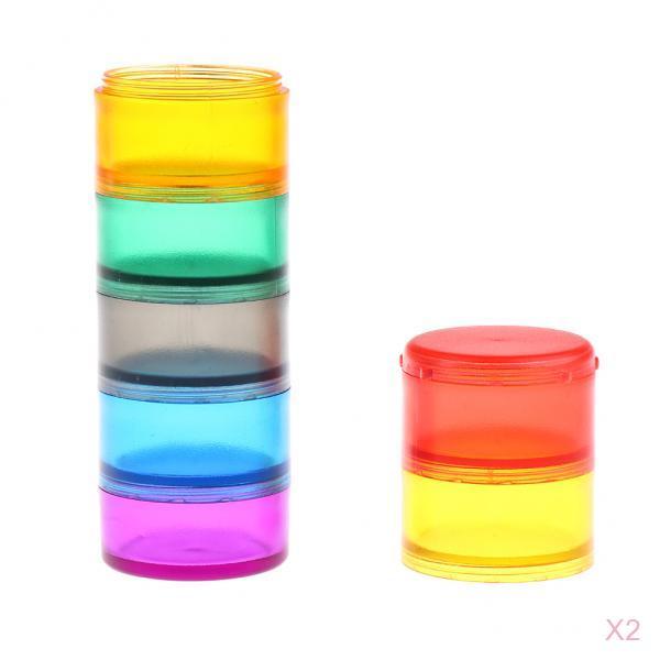 2 Pcs 7 Day Weekly Medicine Tablet Pill Box Organizer Stackable Container