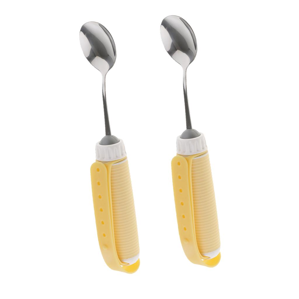 2 Piece Rotating Utensil Eating Aids Spoon Non-Slip for the Elder Disability