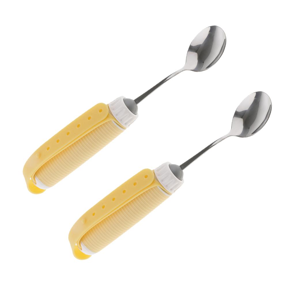 2 Piece Rotating Utensil Eating Aids Spoon Non-Slip for the Elder Disability