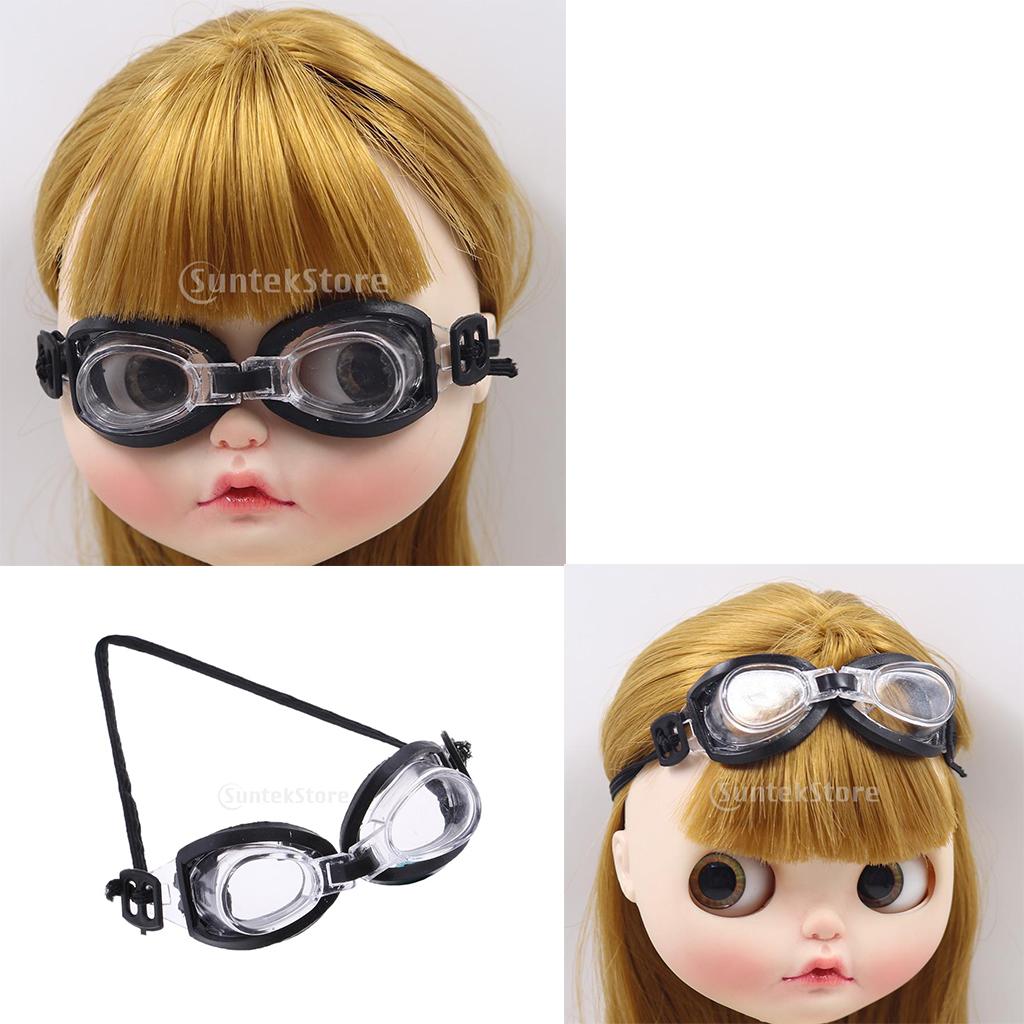 2pcs 1/6 Beach Swimming Goggles Transparent Black Side for Blythe Doll Accs