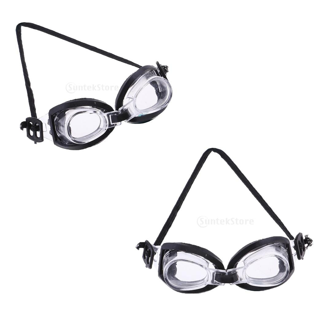 2pcs 1/6 Beach Swimming Goggles Transparent Black Side for Blythe Doll Accs