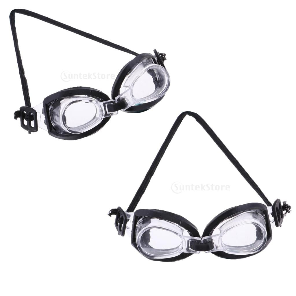 2pcs 1/6 Beach Swimming Goggles Transparent Black Side for Blythe Doll Accs