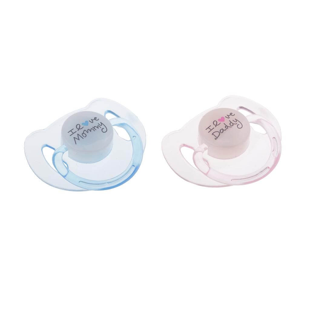 2pcs Cute Dummy Magnetic Pacifier for Reborn Baby Supplies Pink & Blue