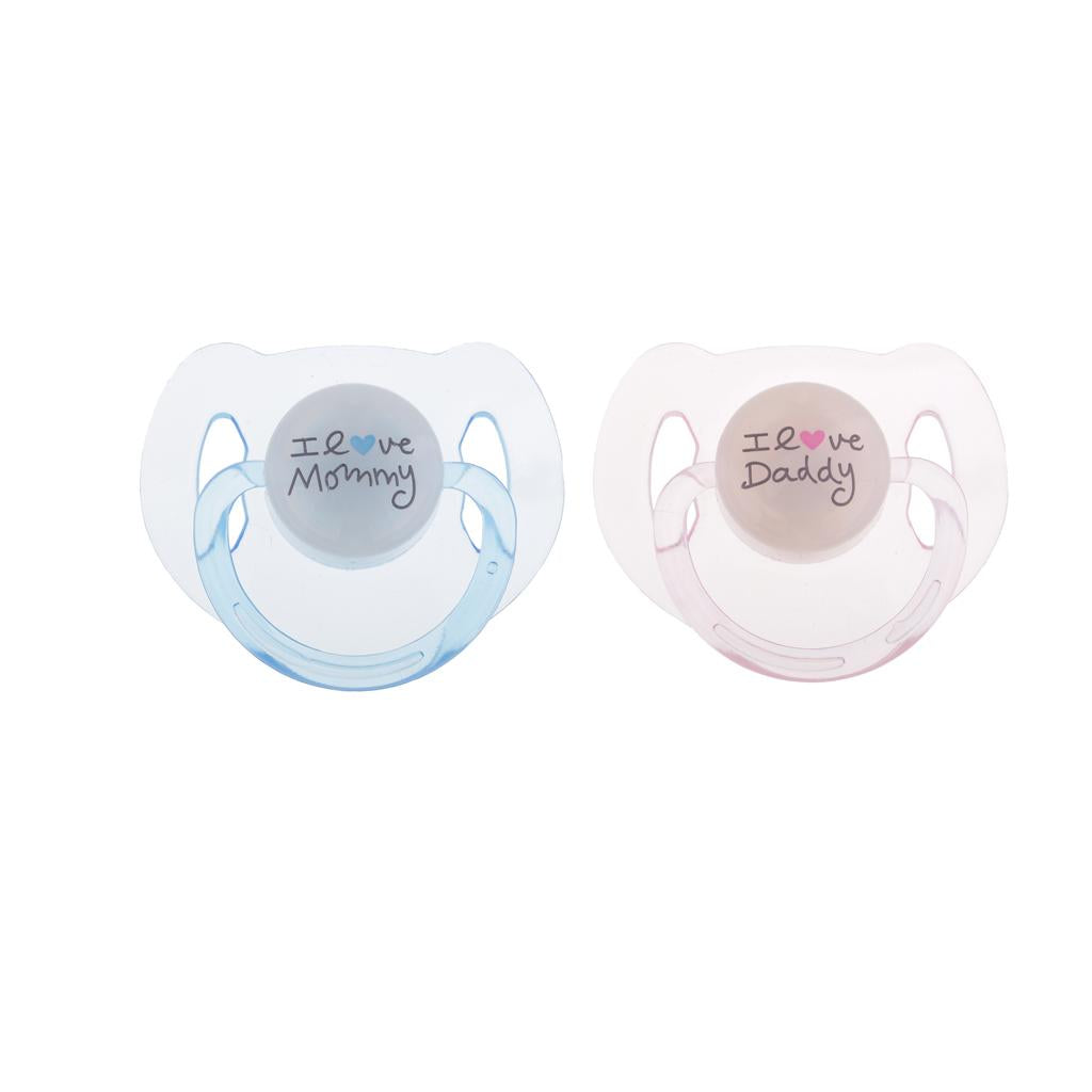 2pcs Cute Dummy Magnetic Pacifier for Reborn Baby Supplies Pink & Blue
