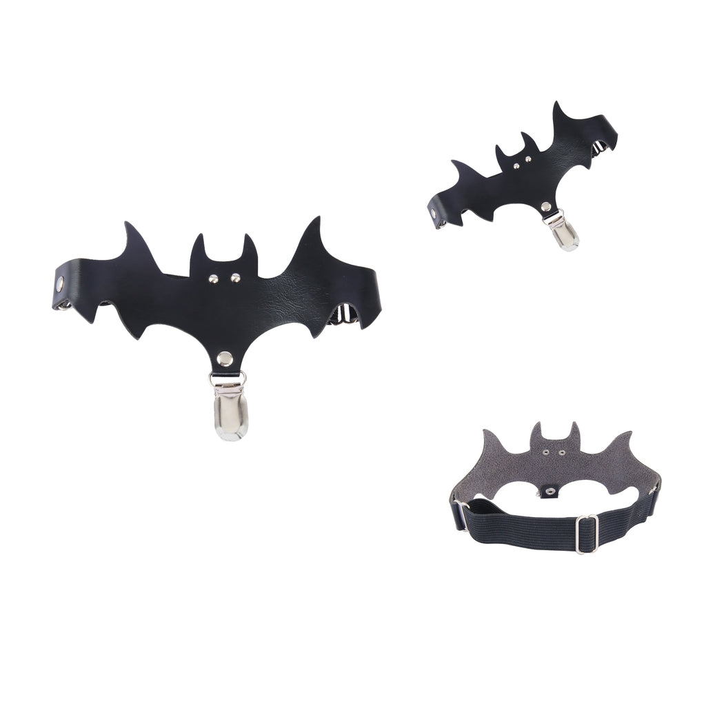 2x Gothic Black Leg Ring Bat Wings Leg Garter Belt for Women Halloween Gifts