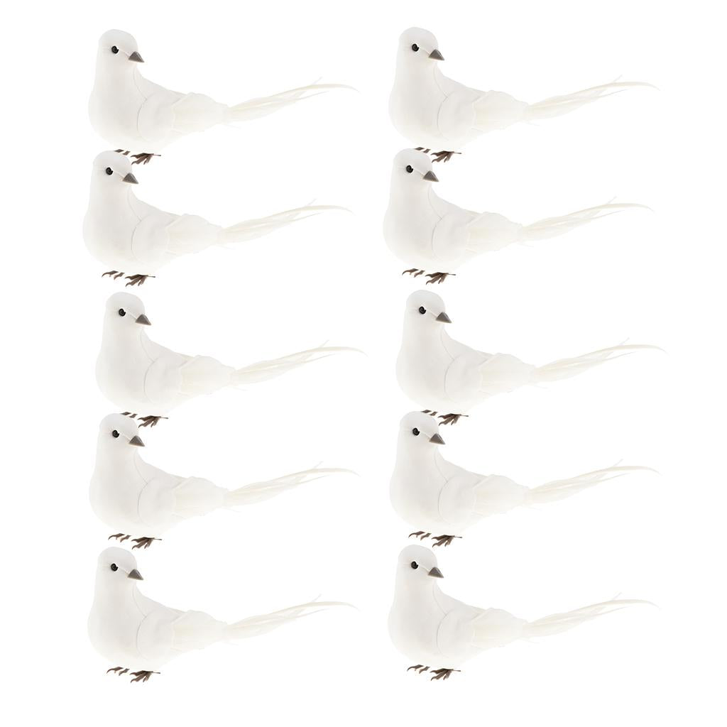 10Pcs Artificial Feather Foam Doves Birds Wedding Decor Venue Ornament