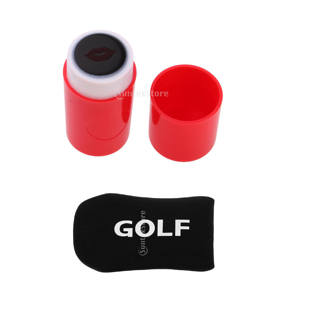 1x Golf Ball Stamp Stamper Marker Lips+1x Golf Mallet Headcover Putter Cover