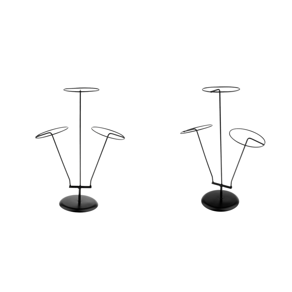 2pcs 3 Layered Metal Hats Cap Storage Display Holder Scarf Wigs Rack Stand