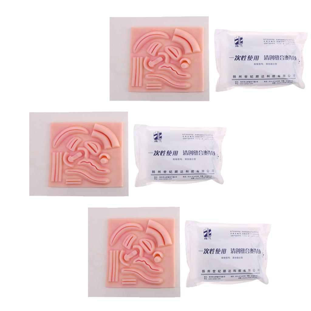 3 Sets Human 3D Peritoneoscope Skin Suture Pad Model Suturing Practice kit