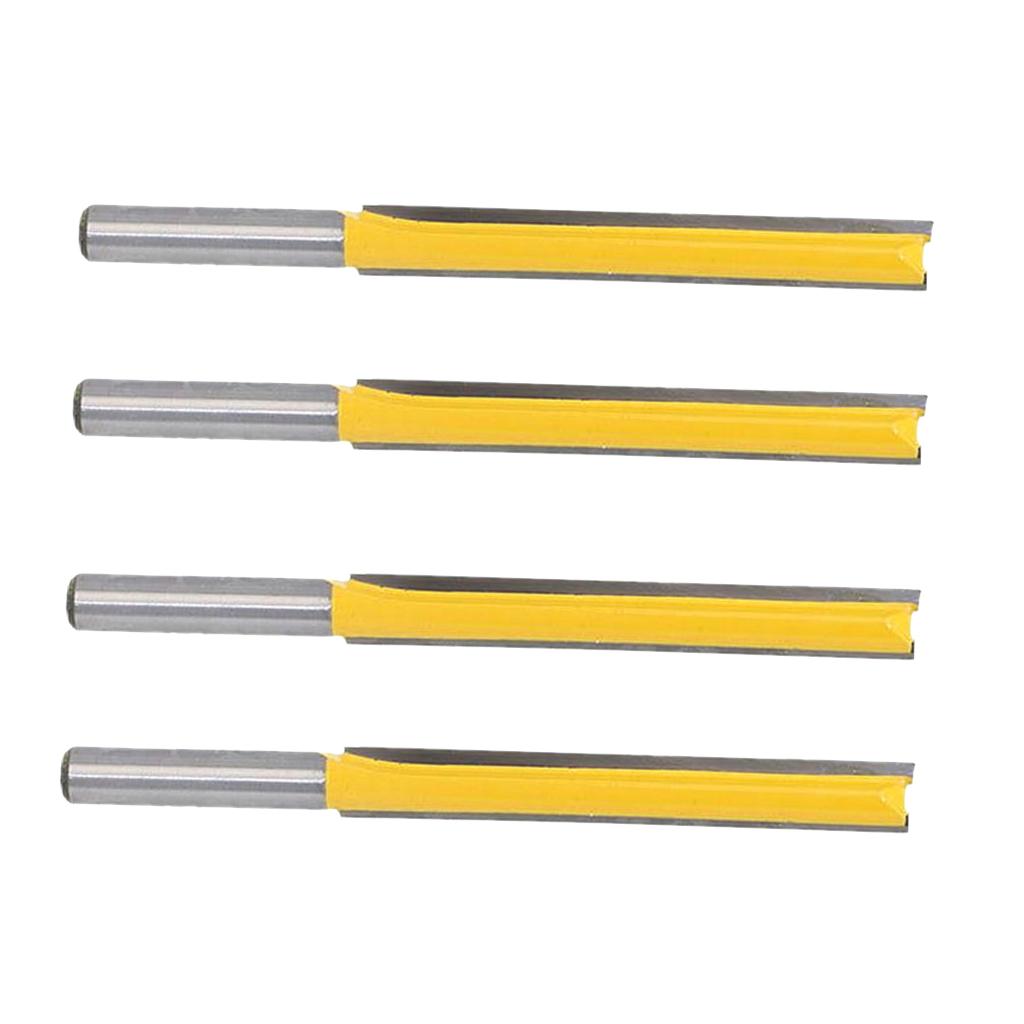 4x/set Extra Long Straight Router Bit Wood Milling Cutter Slotted Trimming
