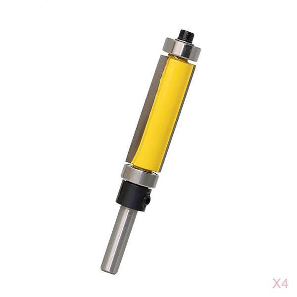 4 pcs Solid Carbide Flush Trim Top & Bottom Bearing Router Bit 38mm Yellow