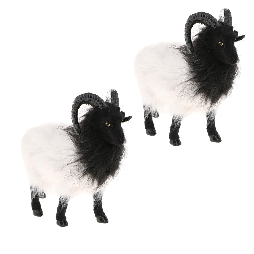 2x Lifelike Cute Goat Statue Outdoor Garden Yard Ornament Prop Model Figure
