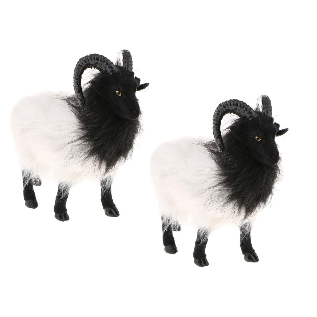 2x Lifelike Cute Goat Statue Outdoor Garden Yard Ornament Prop Model Figure