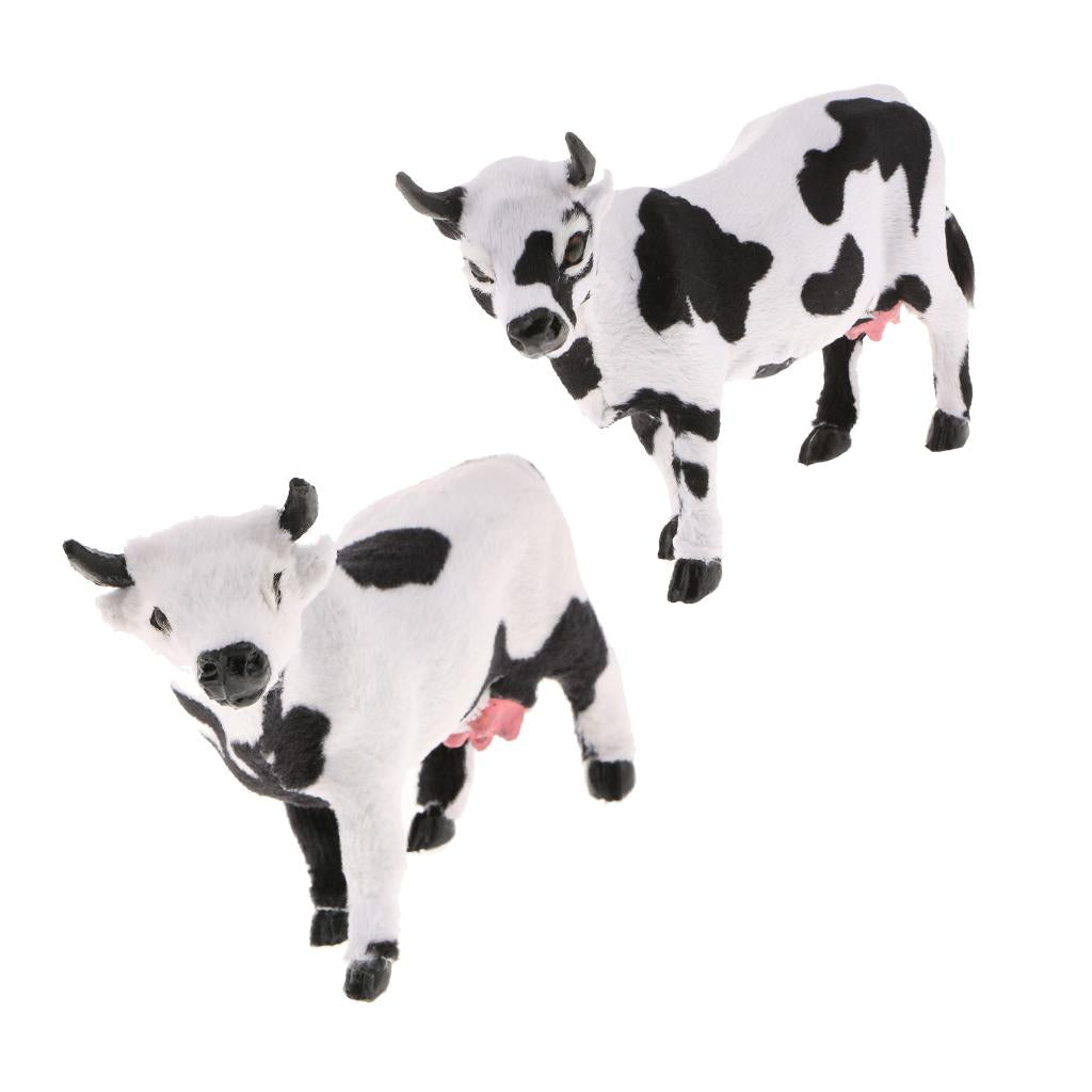 2x/set Cow Statue Indoor Outdoor Garden Ornament Prop Model Figure Hunting S