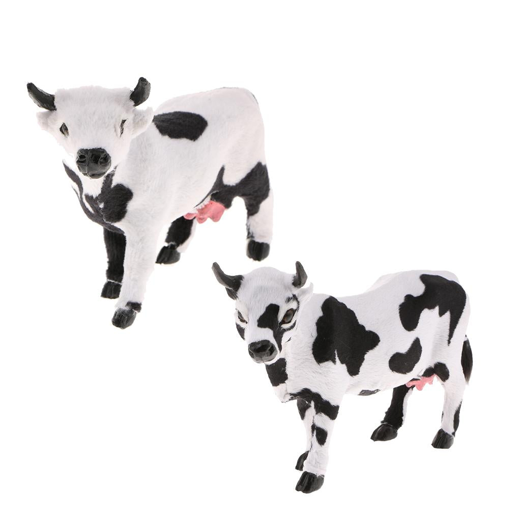 2x/set Cow Statue Indoor Outdoor Garden Ornament Prop Model Figure Hunting S