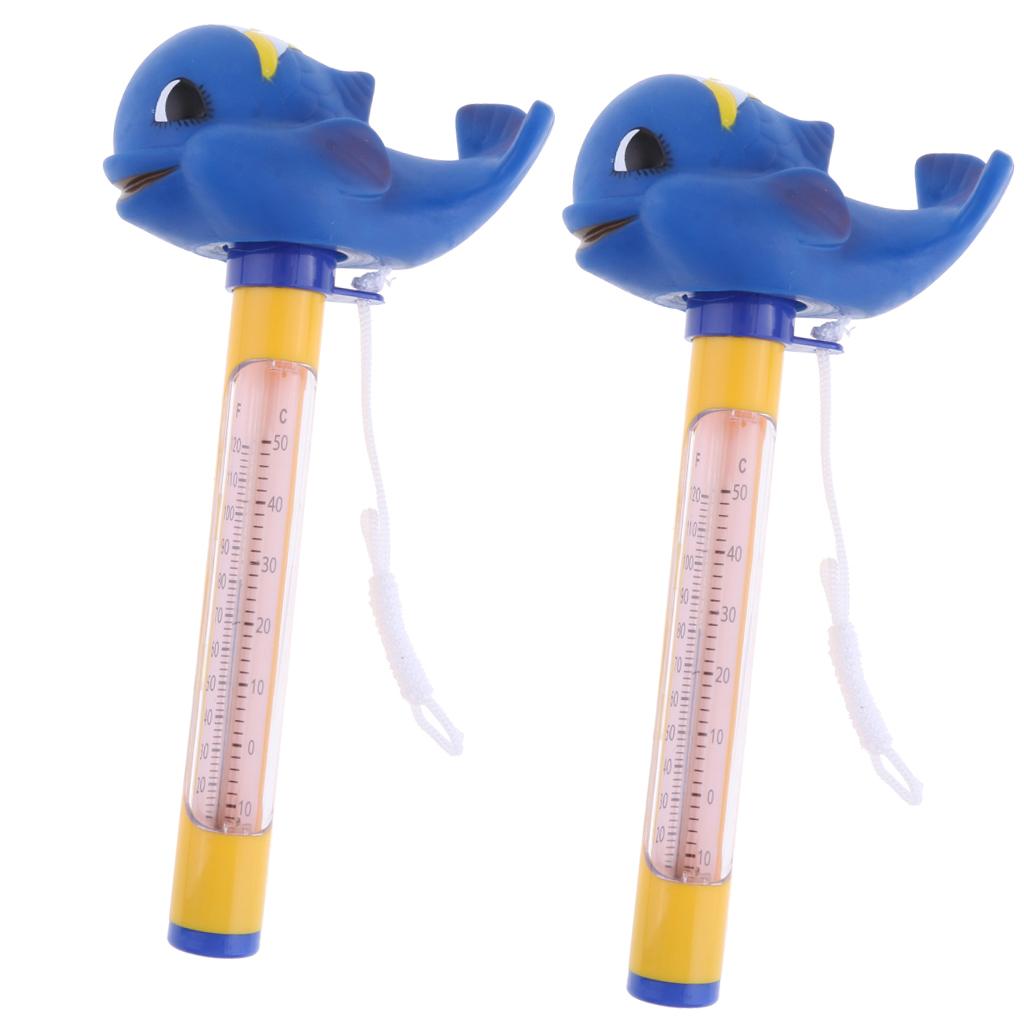 2pcs/set Pool & Spas Thermometer Floating Water Temperature with Rope Whale