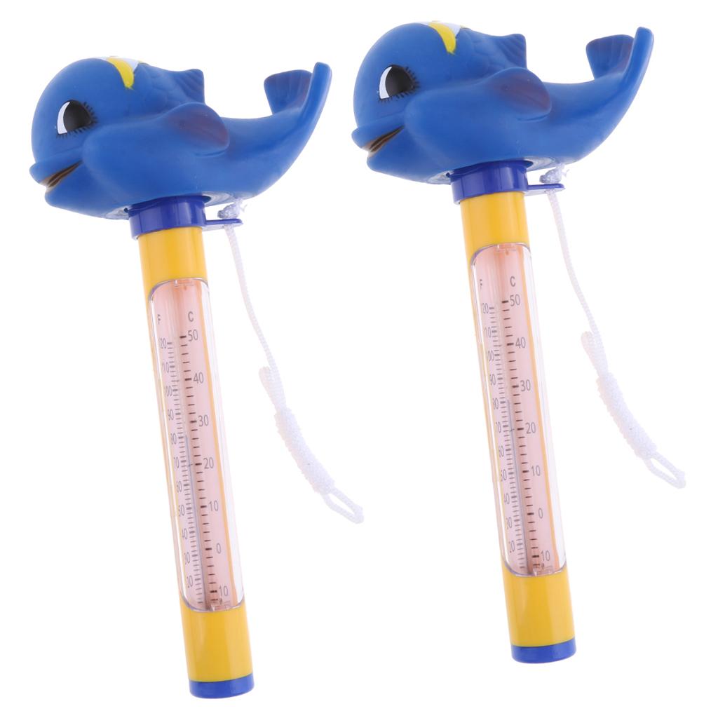 2pcs/set Pool & Spas Thermometer Floating Water Temperature with Rope Whale