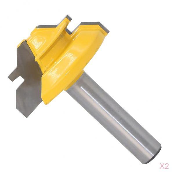 2x 45Degree Lock Miter Router Bit Woodwork Tenon Cutter Tool with 8mm Shank