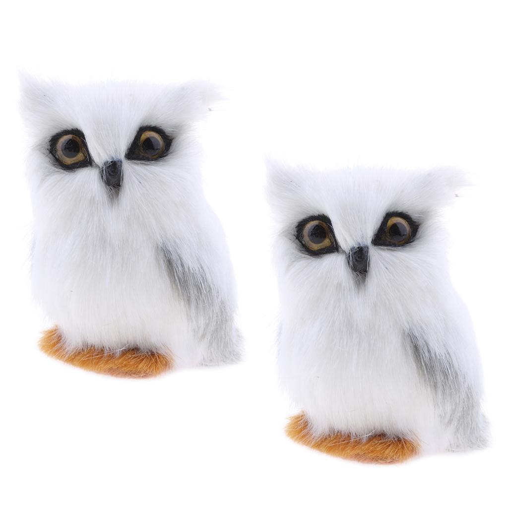 2x Mini Simulation Owl Animal Home Decoration Simulation Artificial Owl