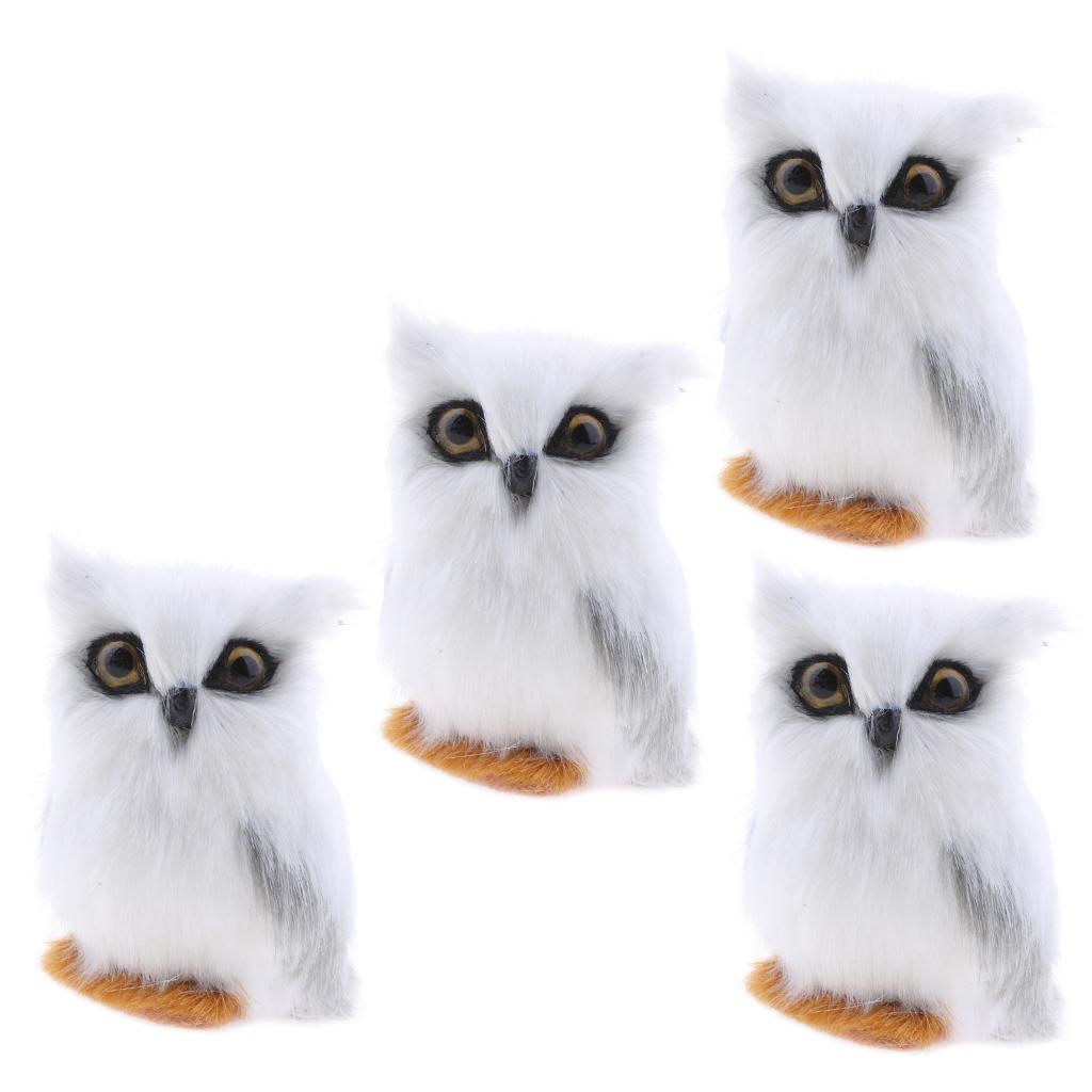 4x/set Mini Simulation Owl Animal Home Decoration Simulation Artificial Owl
