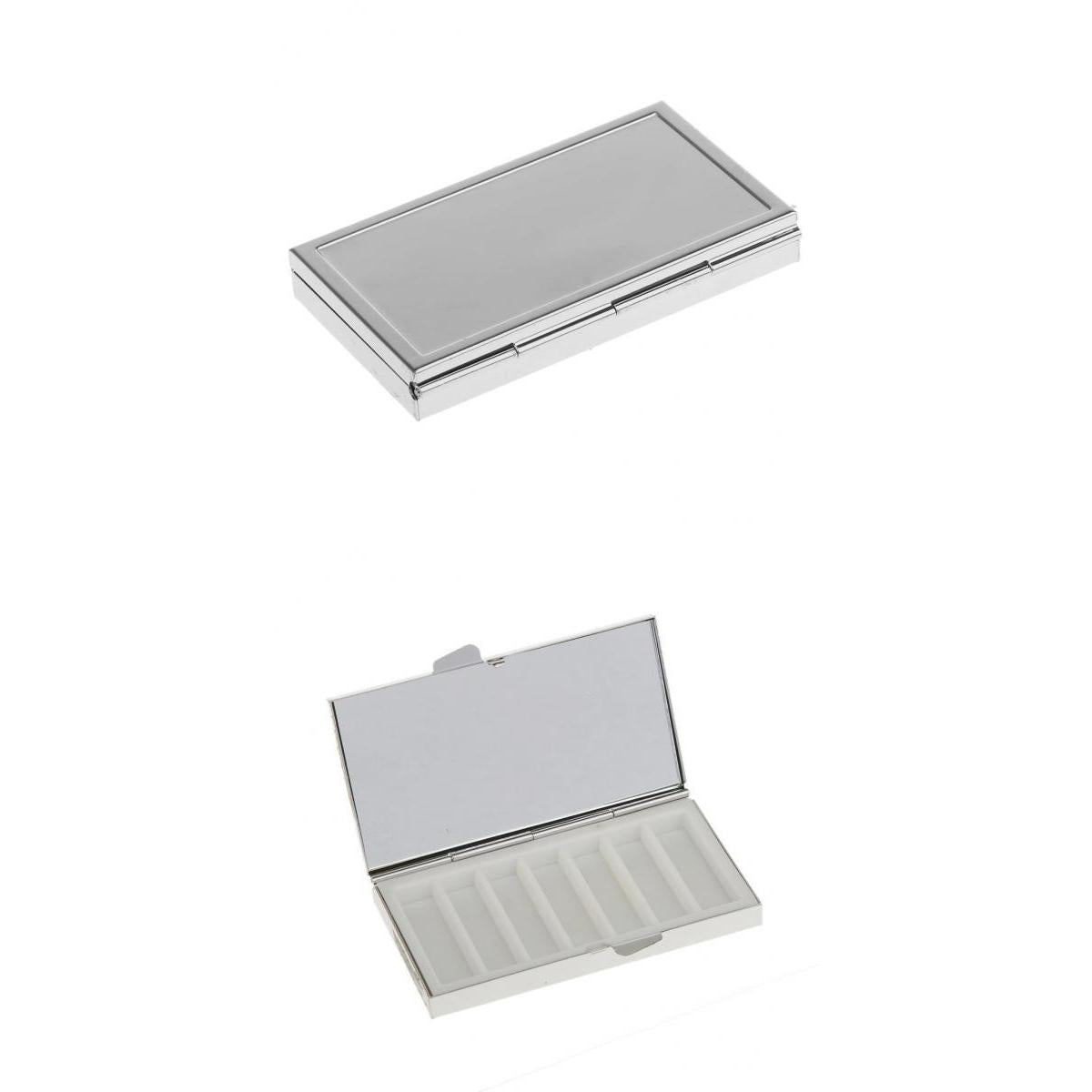 2 Pieces Mini Travel Metal Pill Tablet Box Medicine Organizer Container Case
