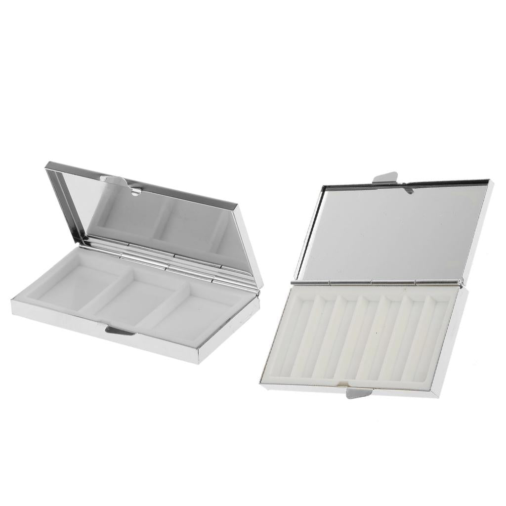 2 Pieces Mini Travel Metal Pill Tablet Box Medicine Organizer Container Case