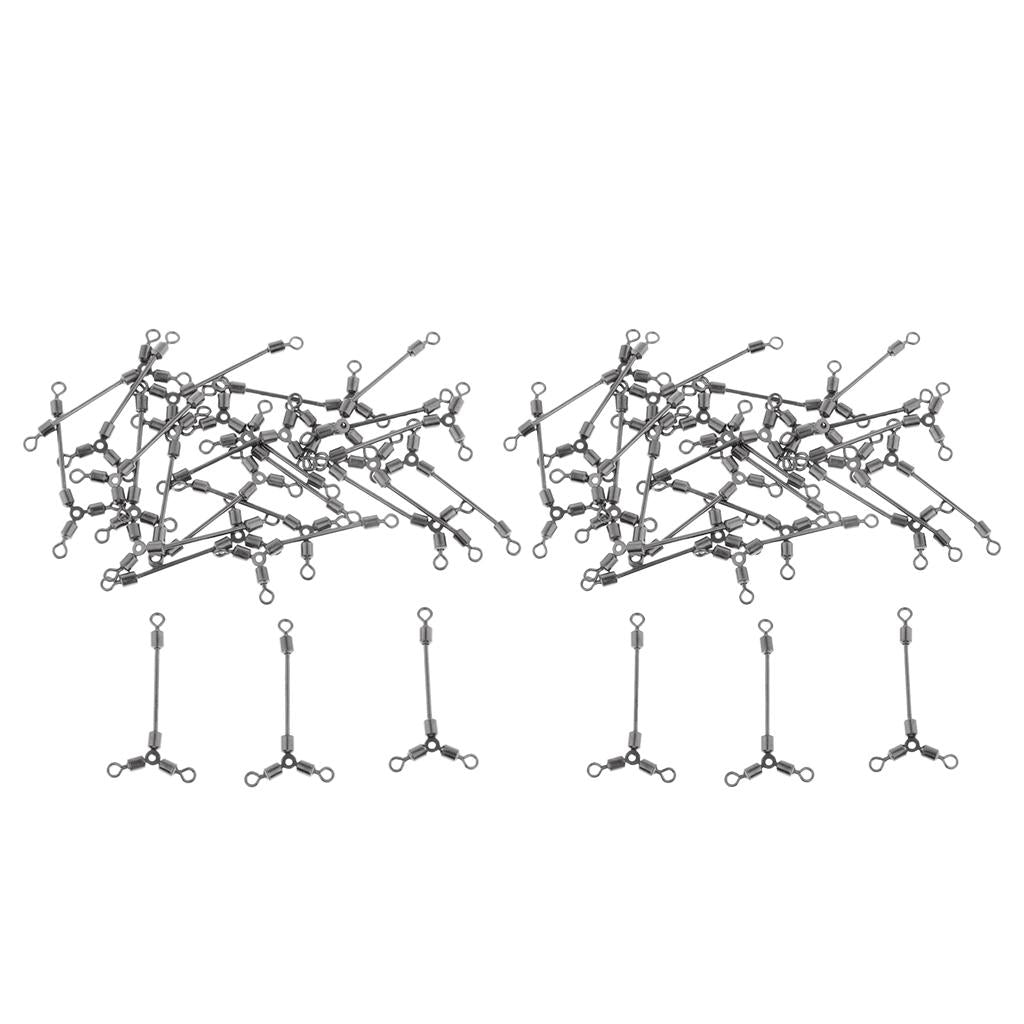 50 pcs 3 way Fishing Swivels Long Leg O-Shape Rolling Swivel Fishing Tackle