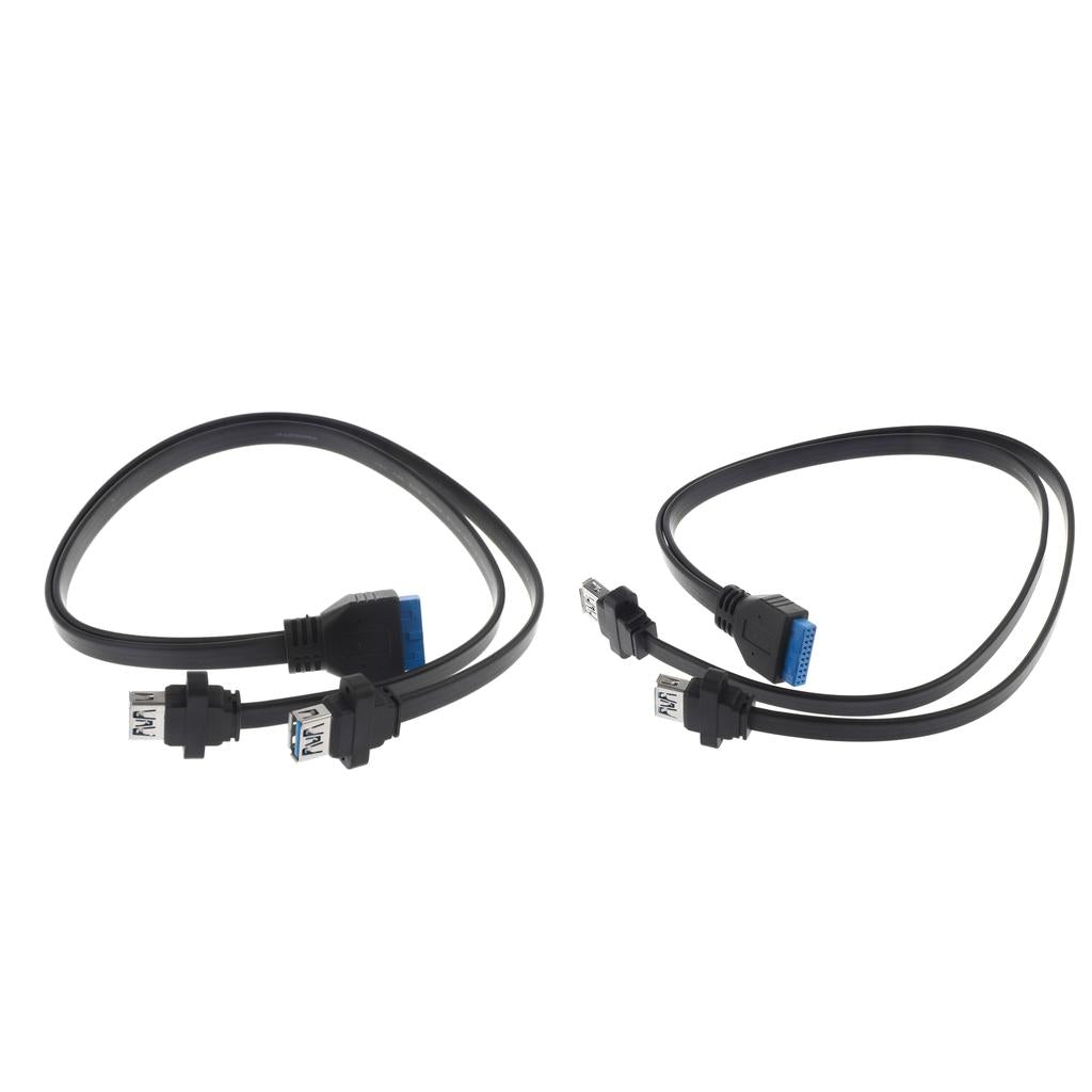 2x USB 3.0 Dual Ports A Female Mount to Motherboard 20pin Header Cable 50cm