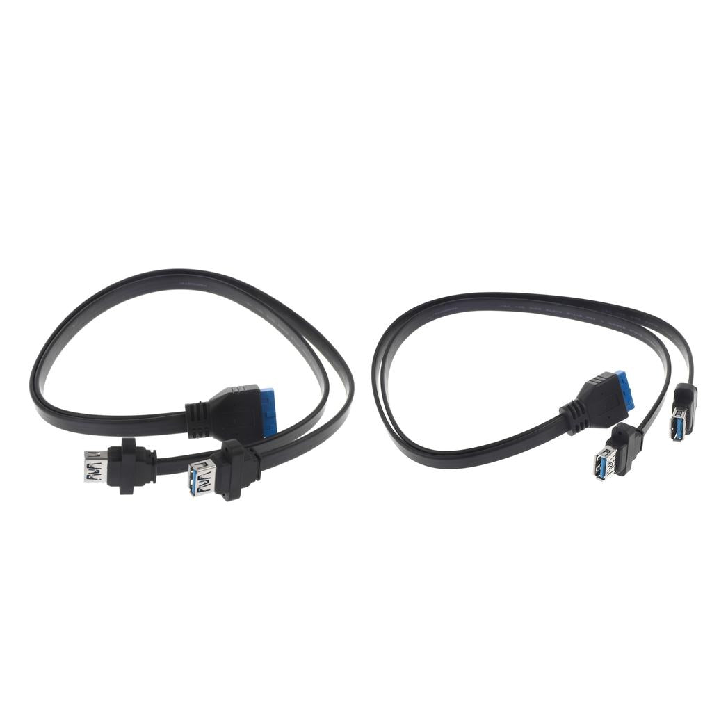 2x USB 3.0 Dual Ports A Female Mount to Motherboard 20pin Header Cable 50cm