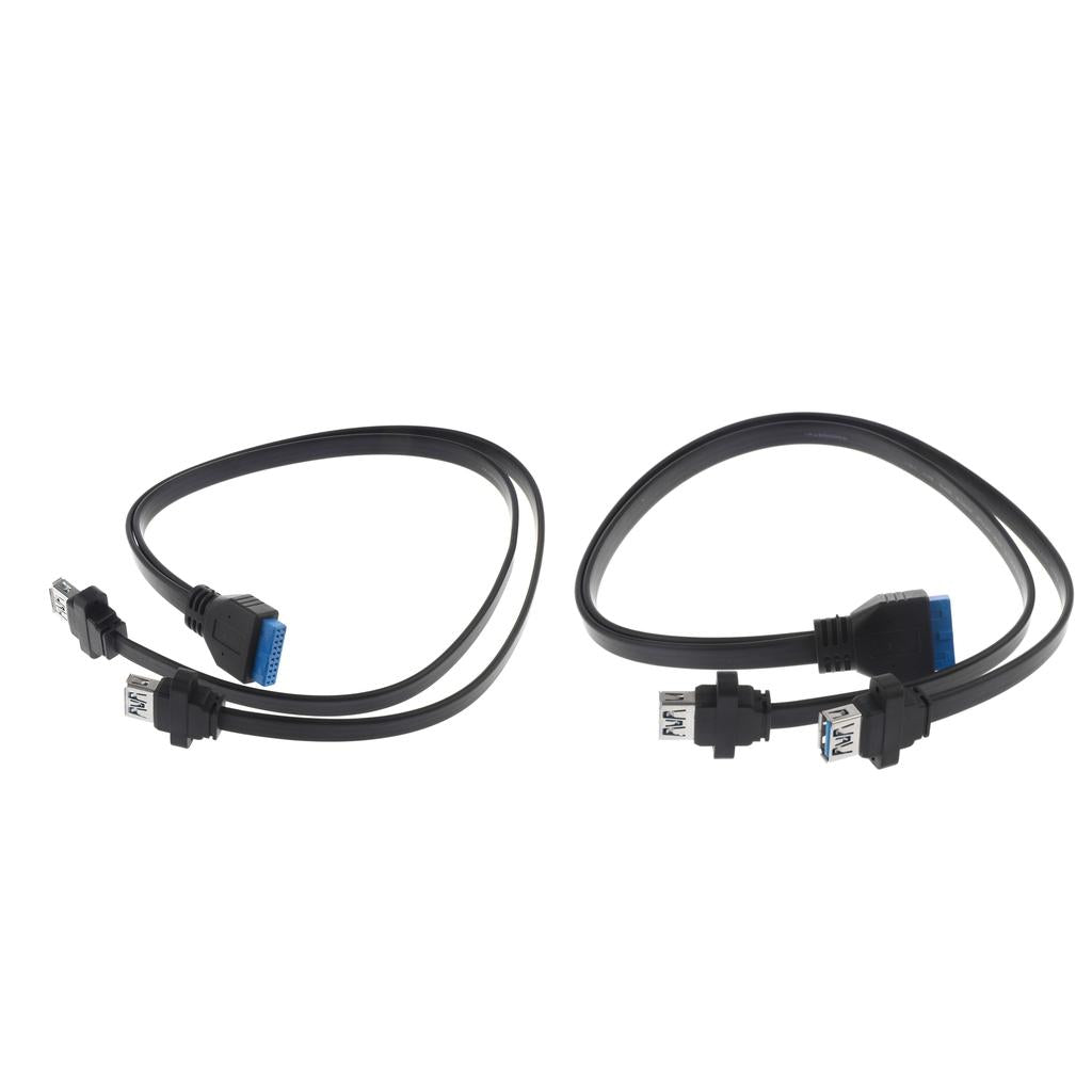2x USB 3.0 Dual Ports A Female Mount to Motherboard 20pin Header Cable 50cm
