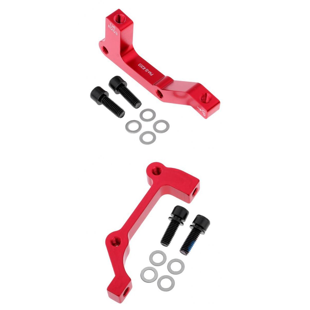 2 Pieces Bike Disc Brake Mount Adaptor for Caliper PM to IS Front Rear Red