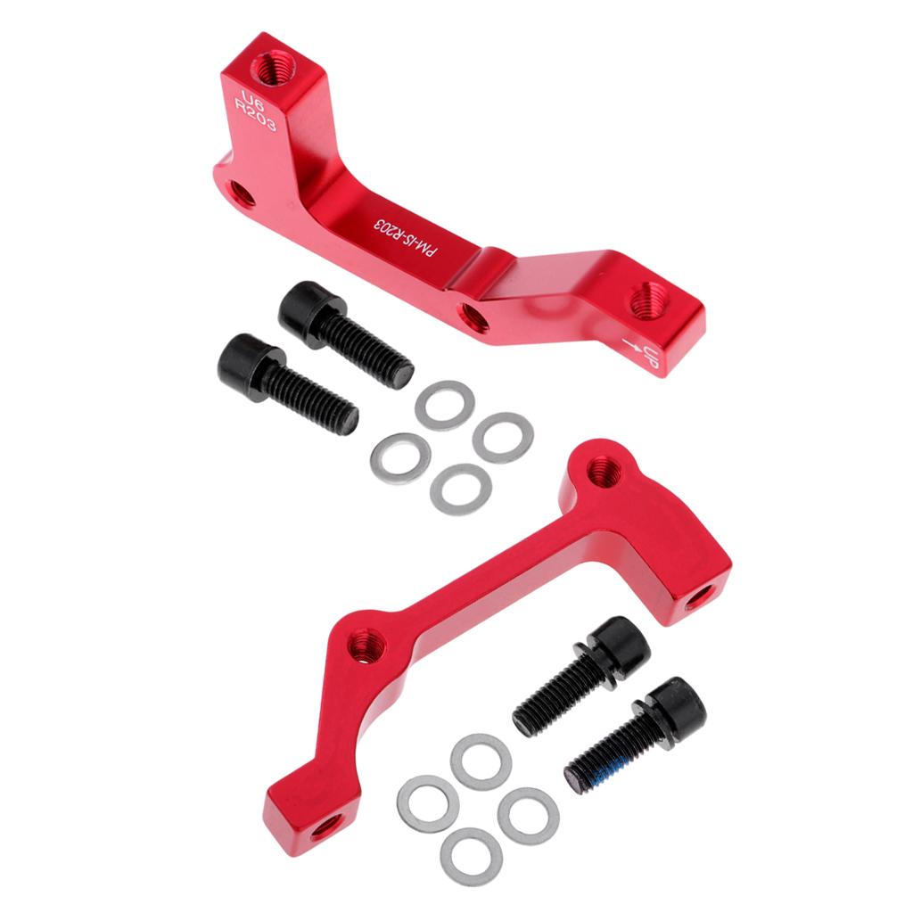 2 Pieces Bike Disc Brake Mount Adaptor for Caliper PM to IS Front Rear Red
