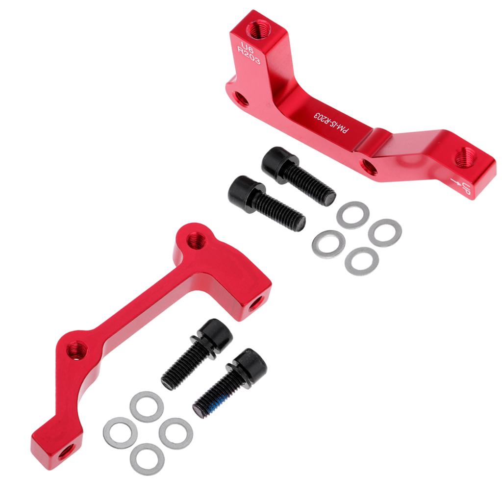 2 Pieces Bike Disc Brake Mount Adaptor for Caliper PM to IS Front Rear Red