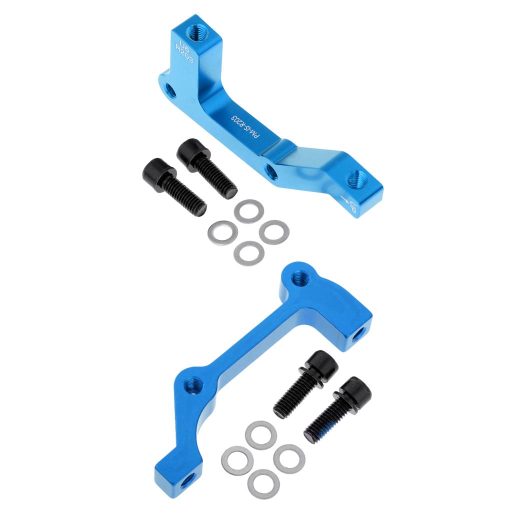 2 Pieces Bike Disc Brake Mount Adaptor for Caliper PM to IS Front Rear Blue