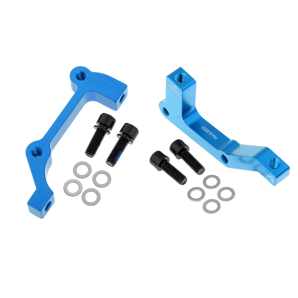 2 Pieces Bike Disc Brake Mount Adaptor for Caliper PM to IS Front Rear Blue