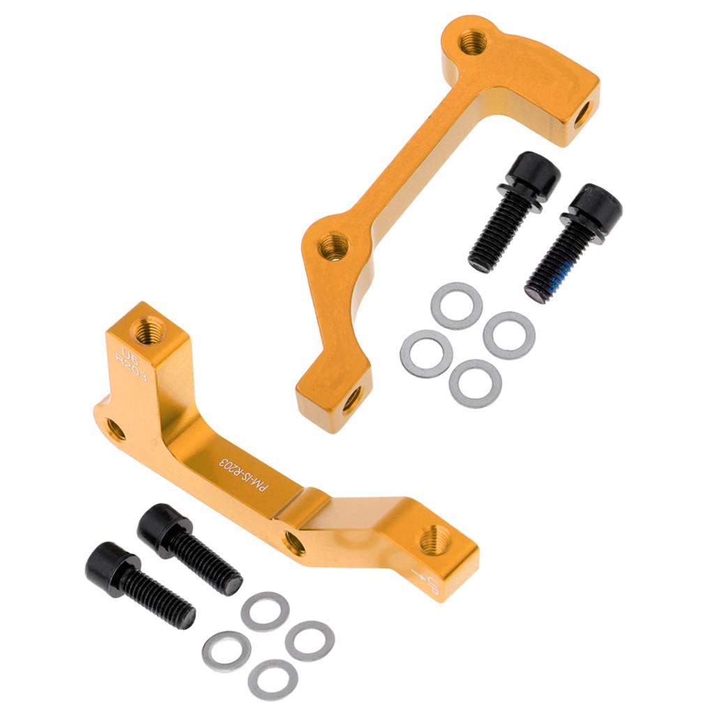 2 Pieces Bike Disc Brake Mount Adaptor for Caliper PM to IS Front Rear Gold
