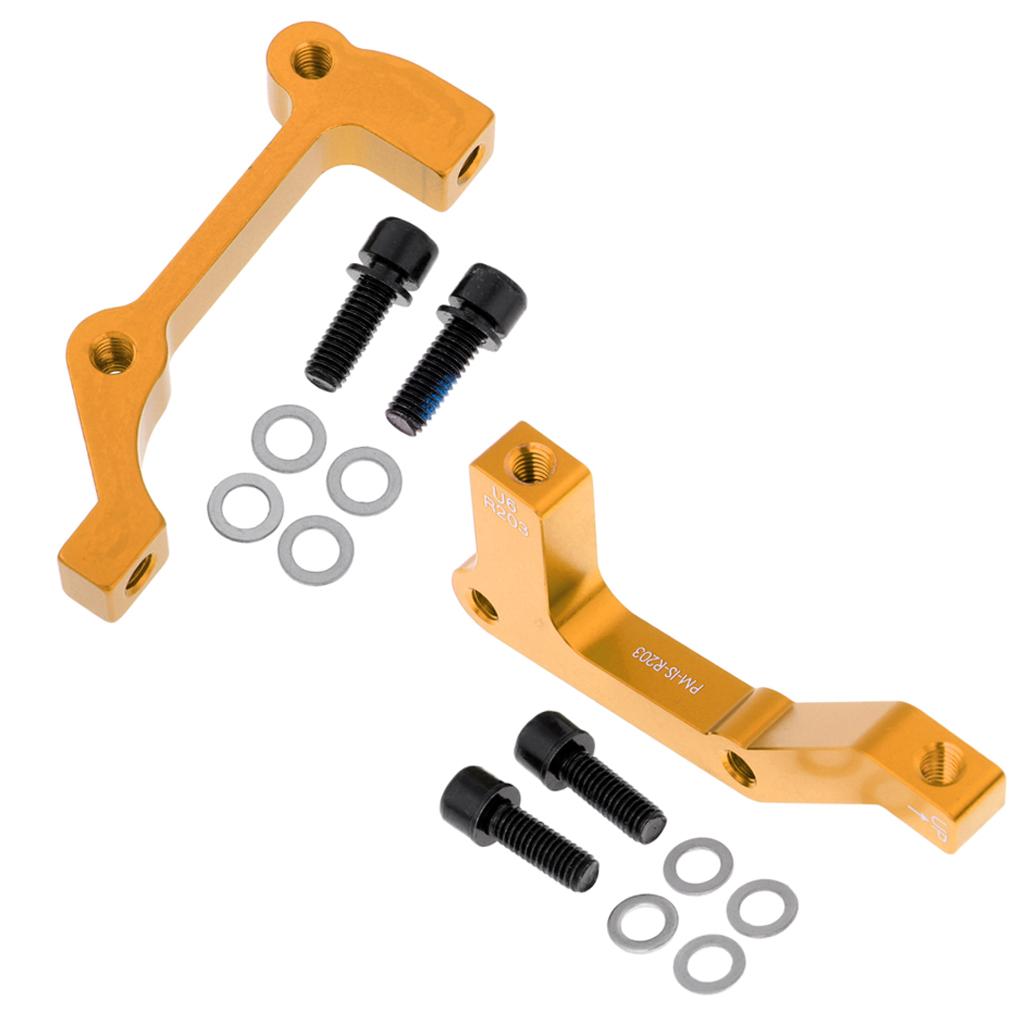 2 Pieces Bike Disc Brake Mount Adaptor for Caliper PM to IS Front Rear Gold