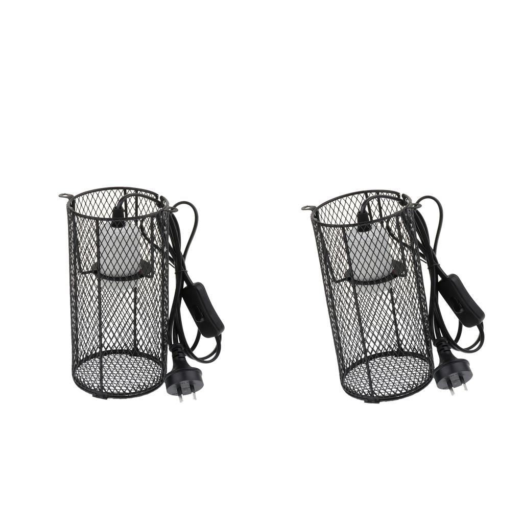 2 Pcs Reptile Anti-scald Heating Lamp Shade Light Holder Bulb E27 AU Plug