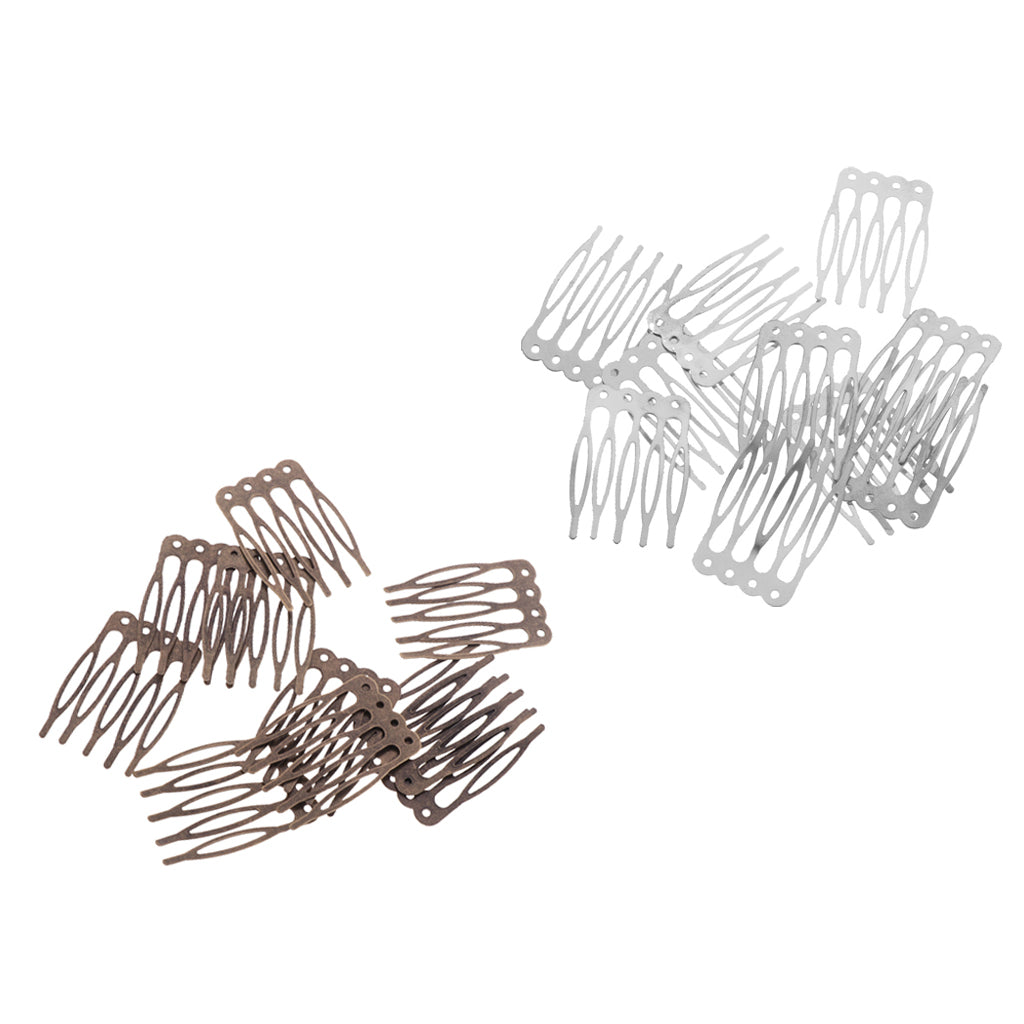 20 Pieces Vintage Blank Metal Hair Comb for Bridal Hair Accessory DIY Craft